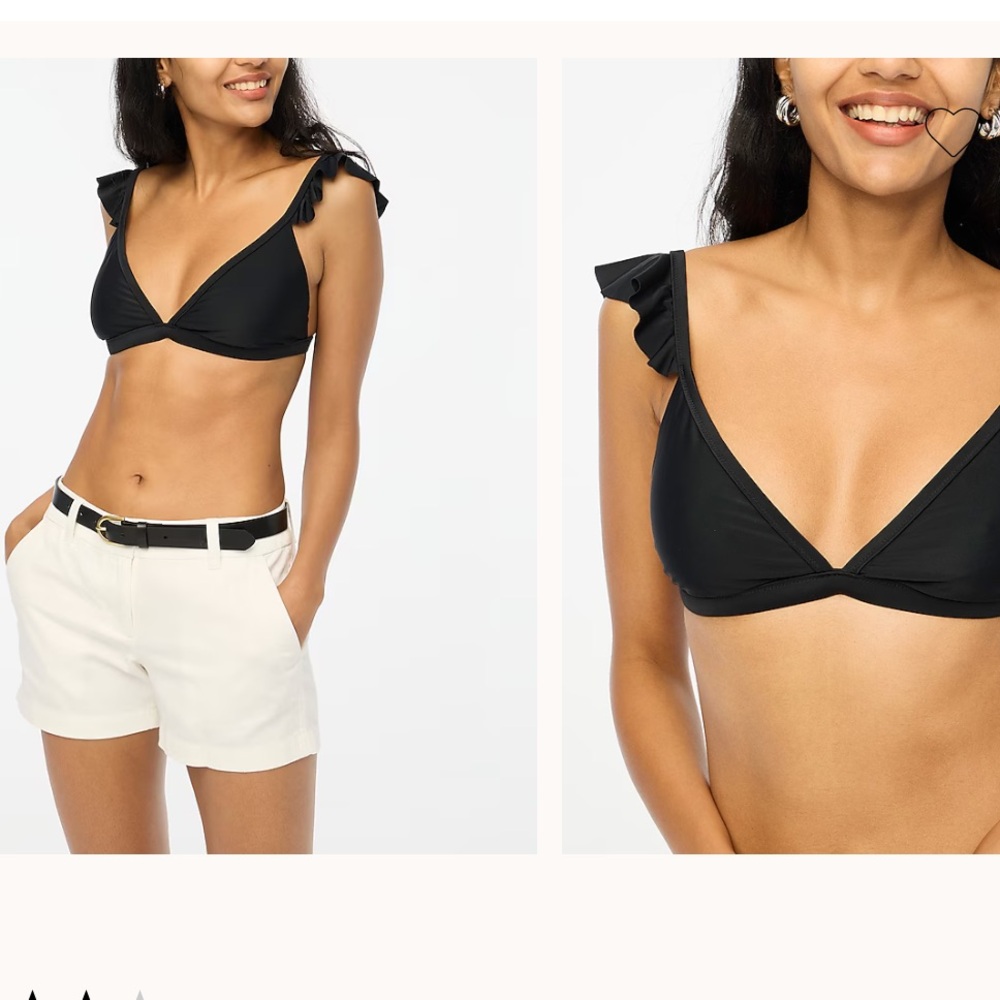 J.crew women’s Ruffle shoulder v neck Bikini Top size XL